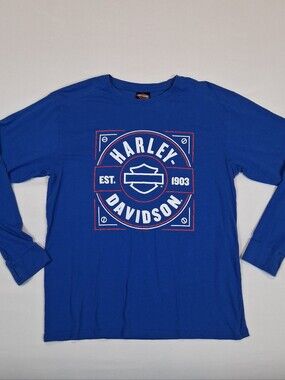 Destination Harley-Davidson Tacoma Wa Graphic Print Long Sleeve T-shirt Mens XL